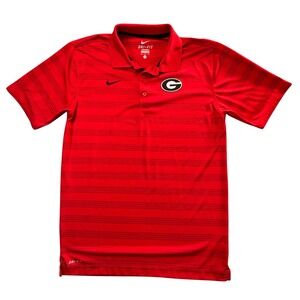Nike Dri Fit Georgia Bulldogs Polo Shirt Red Striped Golf NCAA Mens Medium